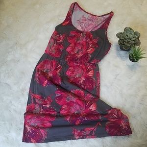 Gray and pink flowered dress